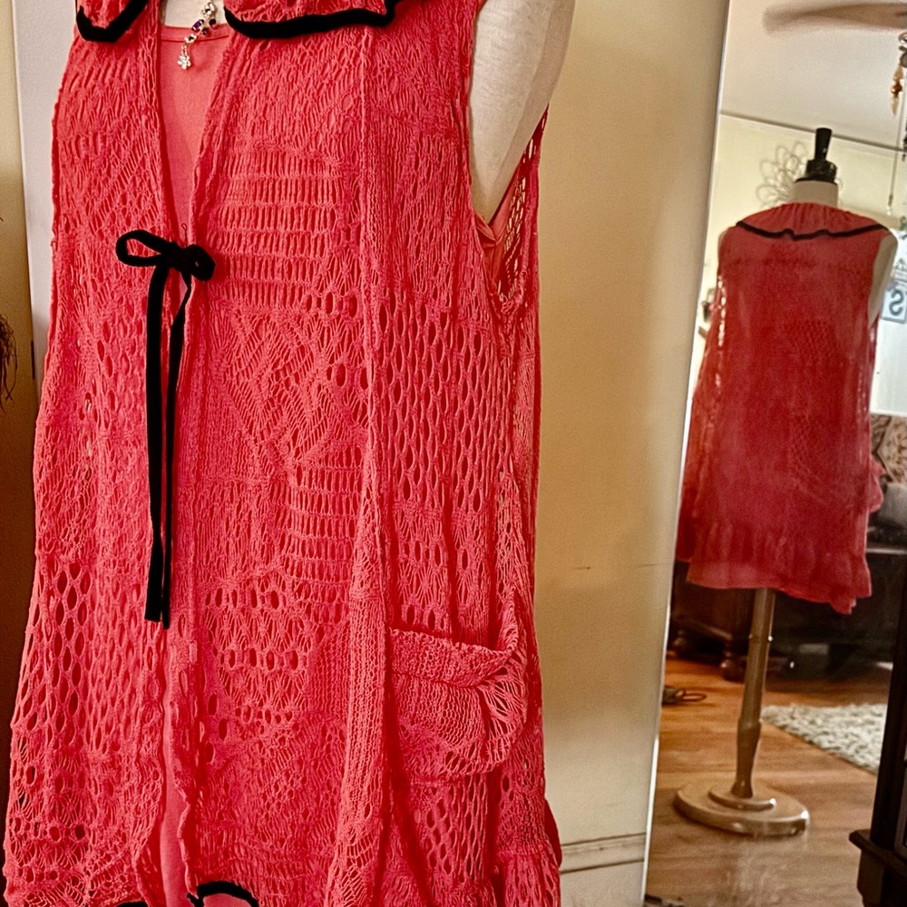 Beautiful Coral Springs Lace jacket with matching dress & Ribbon Detail